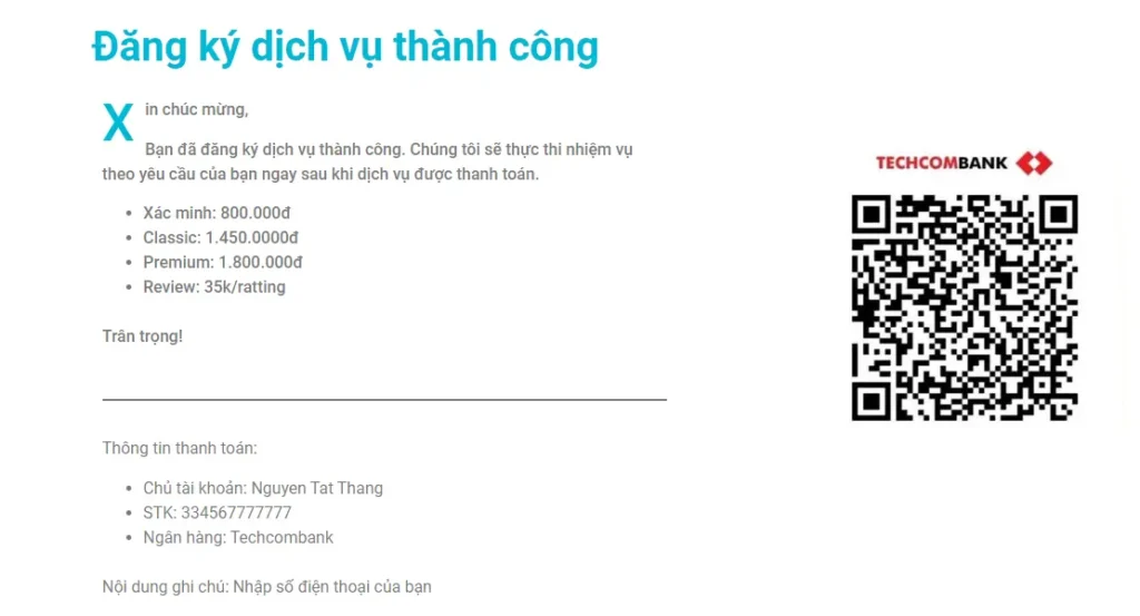 Hướng dẫn thanh toán dịch vụ